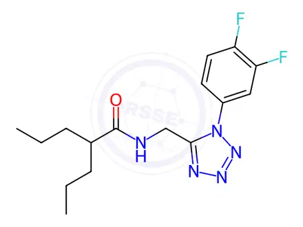 Chemical structure of N-((1-(3,4-Difluorophenyl)-1H-tetrazol-5-yl)methyl)-2-propylpentanamide