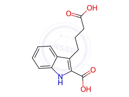 Chemical structure of 4-(2-carboxyindol-3-yl)butyric acid