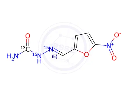 Chemical structure of Nitrofurazone-13C,15N2