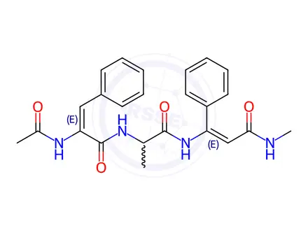 Chemical structure of acetyl dehydrophenylalanyl-alanyl-N-methyldehydrophenylalaninamide