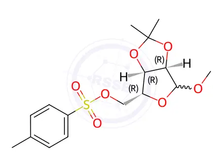 Chemical structure of 2,3-O-isopropylidine-1-O-methyl-5-O-tosyl-beta-D-ribofuranose