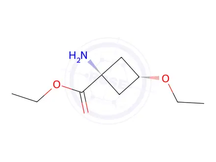 Chemical structure of Ethyl (1s,3s)-1-amino-3-ethoxycyclobutane-1-carboxylate