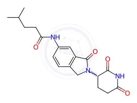 Chemical structure of N-[2-(2,6-dioxo-3-piperidyl)-3-oxo-isoindolin-5-yl]-4-methyl-pentanamide