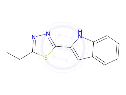 Chemical structure of 2-Ethyl-5-(1H-indol-2-yl)-1,3,4-thiadiazole