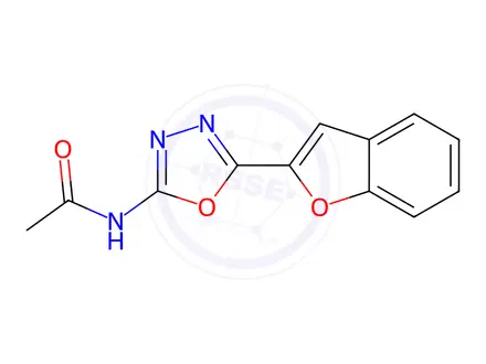 Chemical structure of N-(5-(Benzofuran-2-yl)-1,3,4-oxadiazol-2-yl)acetamide