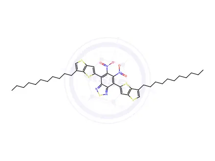 Chemical structure of 5,6-Dnitro-4,7-bis(6-undecylthieno[3,2-b]thiophen-2-yl)benzo[c][1,2,5]thiadiazole