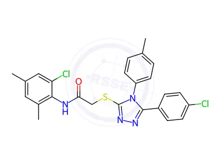 Chemical structure of N-(2-Chloro-4,6-dimethylphenyl)-2-((5-(4-chlorophenyl)-4-(p-tolyl)-4H-1,2,4-triazol-3-yl)thio)acetamide