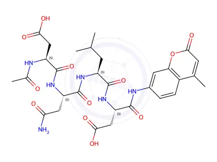 Chemical structure of Ac-DNLD-AMC