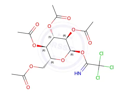 Chemical structure of 2,3,4,6-Tetra-O-acetyl-α-D-glucopyranosyl Trichloroacetimidate