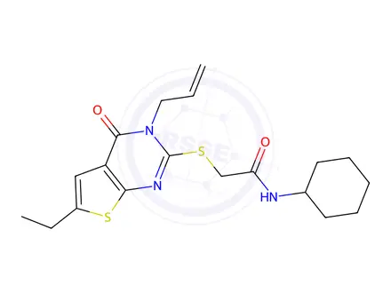 Chemical structure of 2-((3-Allyl-6-ethyl-4-oxo-3,4-dihydrothieno[2,3-d]pyrimidin-2-yl)thio)-N-cyclohexylacetamide