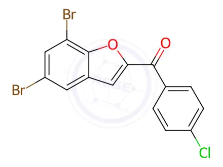 Chemical structure of (4-Chlorophenyl)(5,7-dibromobenzofuran-2-yl)methanone