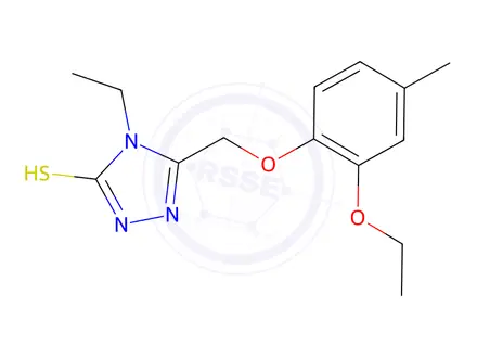 Chemical structure of 5-(2-Ethoxy-4-methyl-phenoxymethyl)-4-ethyl-4H-[1,2,4]triazole-3-thiol