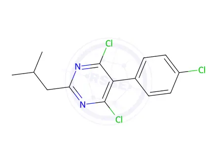 Chemical structure of 4,6-Dichloro-5-(4-chlorophenyl)-2-isobutylpyrimidine