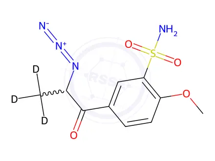 Chemical structure of 2-Azido-1-(4’-methoxy-3’-sulfonamidophenyl)-1-propanone-d3