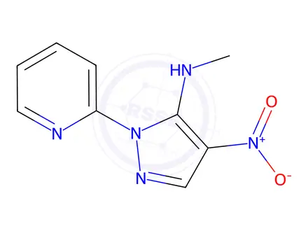 Chemical structure of N-methyl-4-nitro-1-(pyridin-2-yl)-1H-pyrazol-5-amine