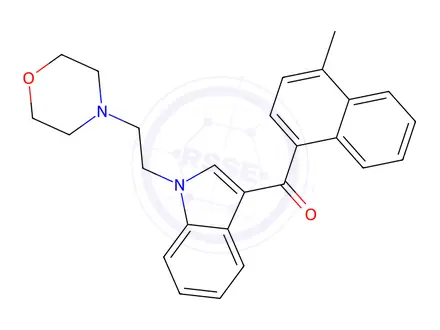 Chemical structure of (4-methyl-1-naphthalenyl)[1-[2-(4-morpholinyl)ethyl]-1H-indol-3-yl]-methanone