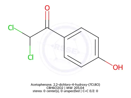 Chemical structure of Acetophenone, 2,2-dichloro-4-hydroxy-(7CI,8CI)