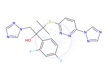 Chemical structure of 2-(2,4-Difluorophenyl)-3-methyl-1-(1H-1,2,4-triazol-1-yl)-3-(6-(1H-1,2,4-triazol-1-yl)pyridazin-3-ylthio)butan-2-ol