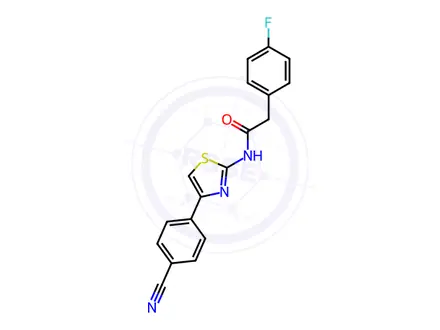 Chemical structure of N-(4-(4-Cyanophenyl)thiazol-2-yl)-2-(4-fluorophenyl)acetamide