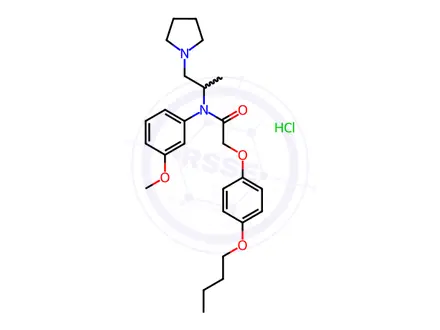 Chemical structure of Acetamide, N-(m-anisyl)-2-(p-butoxyphenoxy)-N-(1-methyl-2-(1-pyrrolidinyl)ethyl)-, hydrochloride