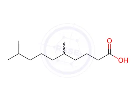 Chemical structure of 5,9-dimethyl-decanoic acid