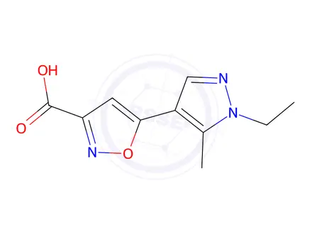Chemical structure of 5-(1-Ethyl-5-methyl-1h-pyrazol-4-yl)-1,2-oxazole-3-carboxylic acid