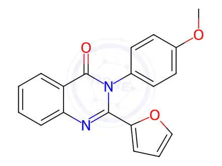 Chemical structure of 2-(2-furyl)-3-(4-methoxyphenyl)-4(3H)-quinazolinone