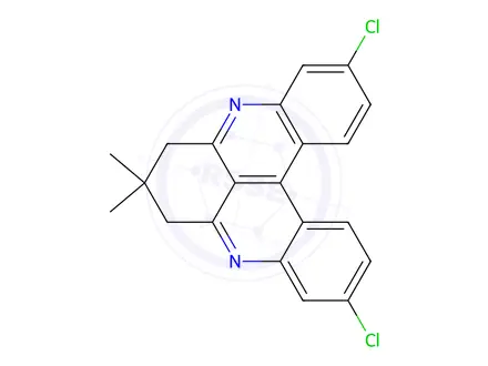 Chemical structure of 6H-Quino(2,3,4-kl)acridine, 3,11-dichloro-7,8-dihydro-7,7-dimethyl-