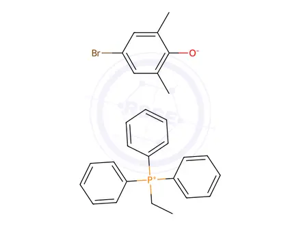 Chemical structure of ethyltriphenylphosphonium, salt with 4-bromo-2,6-xylenol (1:1)