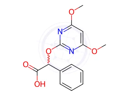 Chemical structure of 2-[(4,6-dimethoxy-2-pyrimidinyl)oxy]-2-phenylacetic acid