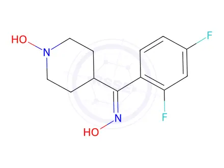 Chemical structure of (2,4-Difluoro-phenyl)-(1-hydroxy-piperidin-4-yl)-methanone oxime
