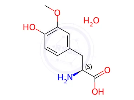 Chemical structure of 3-O-Methyl-L-DOPA Monohydrate