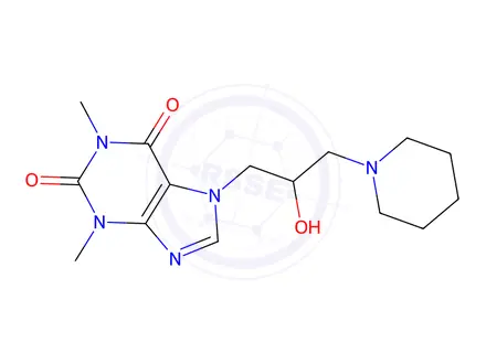 Chemical structure of 7-(2-Hydroxy-3-(piperidin-1-yl)propyl)-1,3-dimethyl-3,7-dihydro-1H-purine-2,6-dione