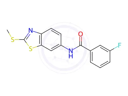 Chemical structure of 3-Fluoro-N-(2-(methylthio)benzo[d]thiazol-6-yl)benzamide