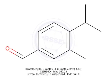Chemical structure of Benzaldehyde, 3-methyl-4-(1-methylethyl)-(9CI)