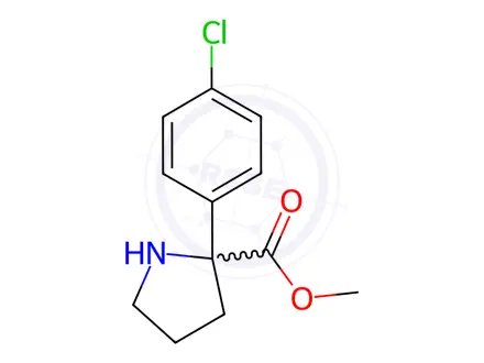 Chemical structure of Proline, 2-(4-chlorophenyl)-, methyl ester