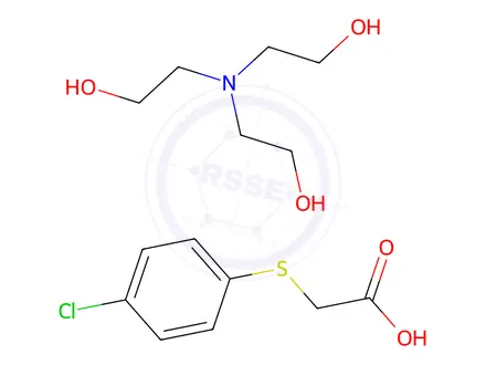 Chemical structure of 2-[(4-Chlorophenyl)thio]acetic acid, compd. with 2,2',2''-nitrilotris[ethanol] (1:1)