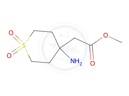 Chemical structure of methyl 2-(4-amino-1,1-dioxo-1lambda6-thian-4-yl)acetate
