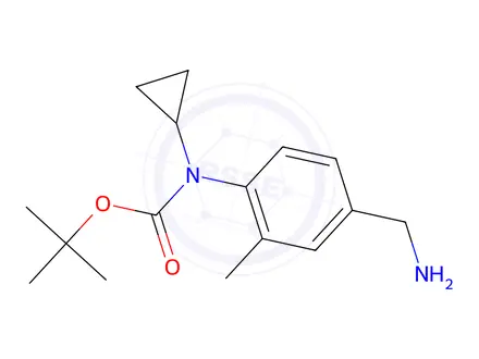 Chemical structure of Tert-butyl n-[4-(aminomethyl)-2-methylphenyl]-N-cyclopropylcarbamate