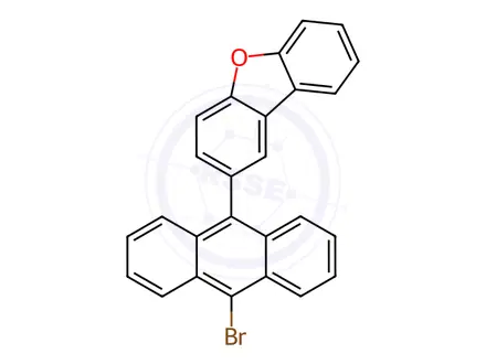 Chemical structure of Dibenzofuran, 2-(10-bromo-9-anthracenyl)-