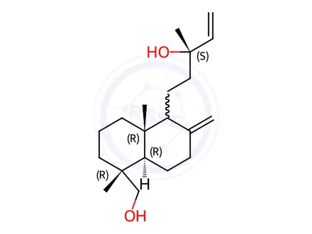 Chemical structure of (1S,4aα,αR)-Decahydro-α-vinyl-5α-(hydroxymethyl)-α,5,8aβ-trimethyl-2-methylene-1-naphthalene-1-propanol