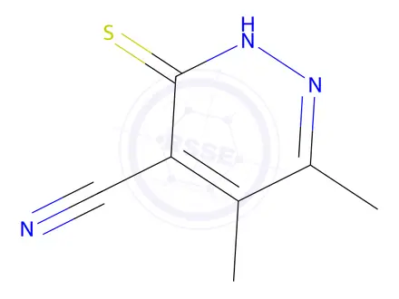 Chemical structure of 5,6-dimethyl-3-sulfanylpyridazine-4-carbonitrile