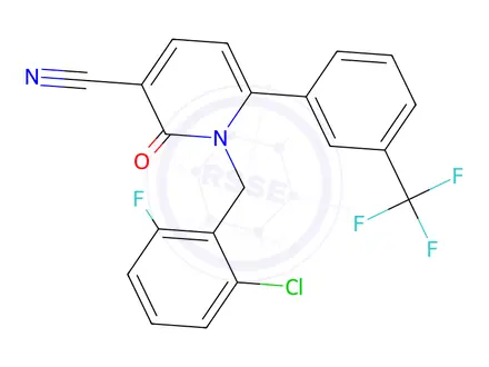 Chemical structure of 1-[(2-Chloro-6-fluorophenyl)methyl]-2-oxo-6-[3-(trifluoromethyl)phenyl]-1,2-dihydropyridine-3-carbonitrile