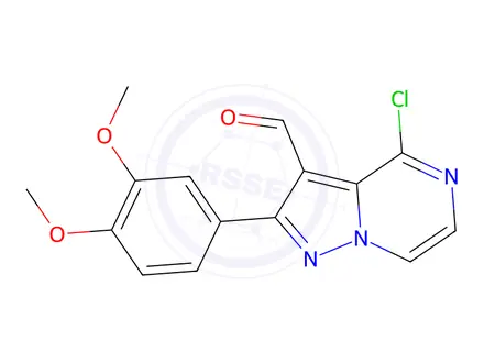 Chemical structure of 4-Chloro-2-(3,4-dimethoxyphenyl)pyrazolo[1,5-a]pyrazine-3-carbaldehyde