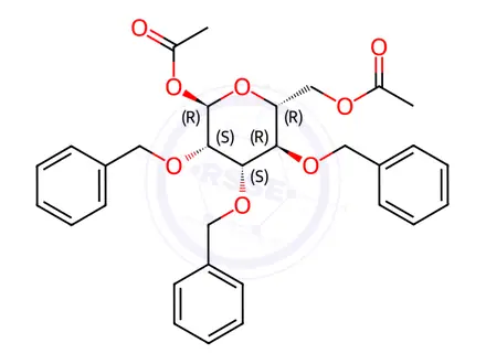Chemical structure of 1,6-Di-O-acetyl-2,3,4-tri-O-benzyl-α-D-mannopyranose