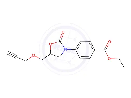 Chemical structure of 4-[2-Oxo-5-[(2-propynyloxy)methyl]oxazolidin-3-yl]benzoic acid ethyl ester