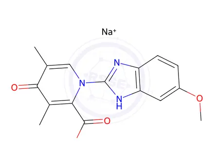 Chemical structure of Sodium 1-(5-methoxy-1H-benzo[d]imidazol-2-yl)-3,5-dimethyl-4-oxo-1,4-dihydropyridine-2-carboxylate