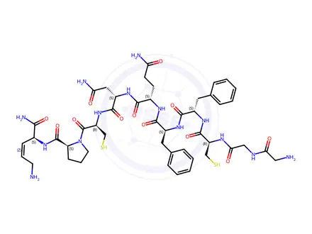 Chemical structure of vasopressin, 2-Gly-9-des-Gly-2-Phe-8-Orn-