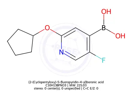 Chemical structure of (2-(Cyclopentyloxy)-5-fluoropyridin-4-yl)boronic acid