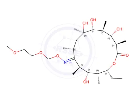 Chemical structure of (3R,4S,5S,6R,7R,9R,11S,12R,13R,14R,E)-14-ethyl-4,6,7,12-tetrahydroxy-10-(((2-methoxyethoxy)methoxy)imino)-3,5,7,9,11,13-hexamethyloxacyclotetradecan-2-one